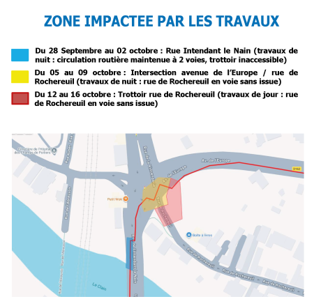 Zone impactée par les travaux du 28 septembre à la mi-octobre 2026